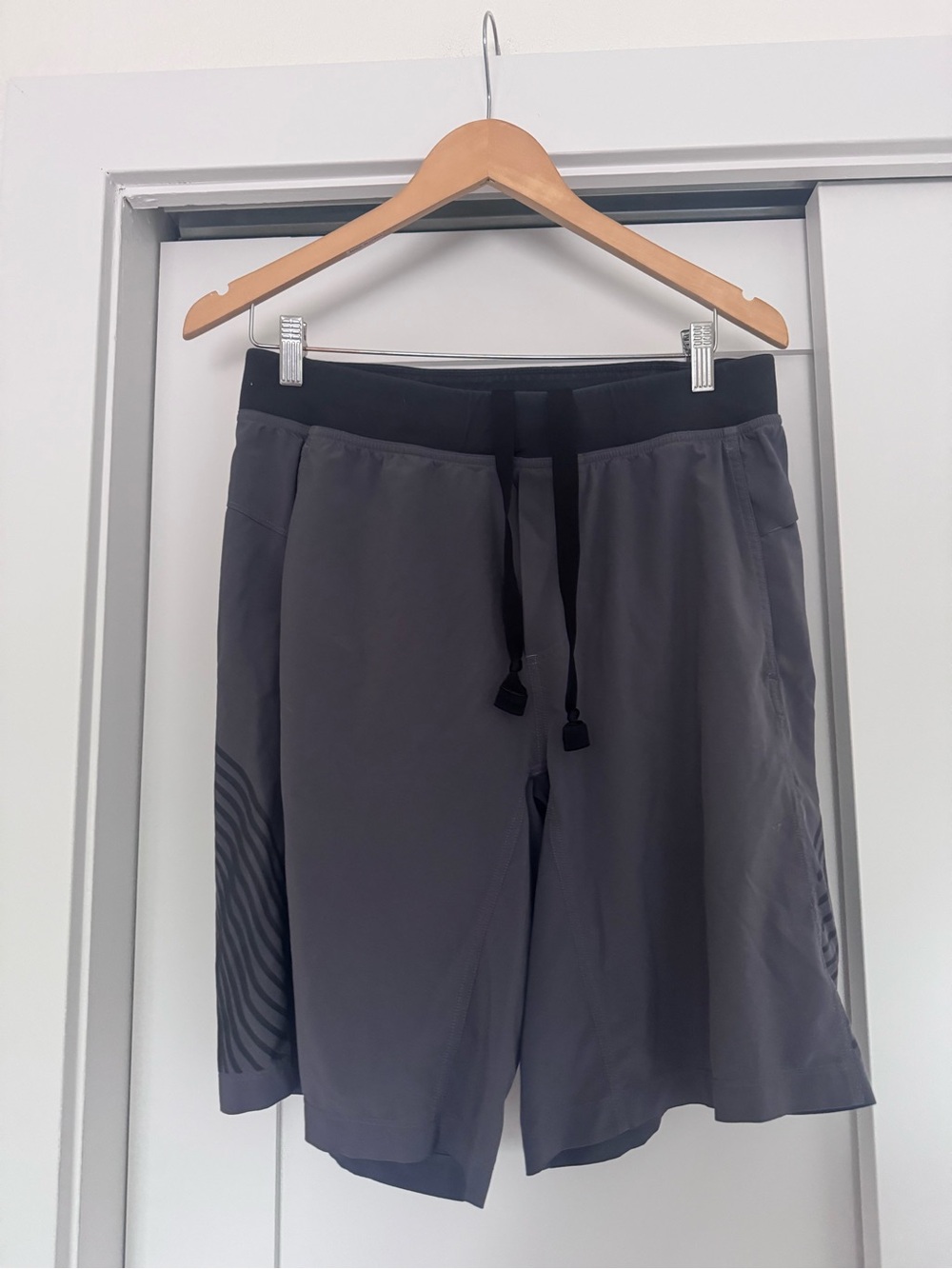lululemon athletica Men's Charcoal Gray Performance Shorts with Black Waistband